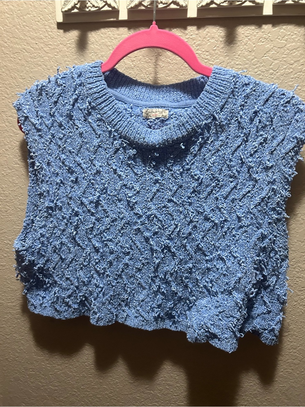 Free People Sky Blue Textured Knit Crop Top
